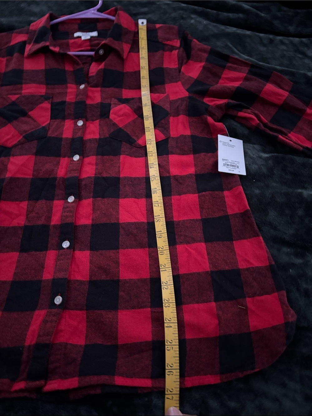 croft & barrow “NEW” Red and Black Buffalo Plaid Button-Down Shirt Sz M - Picture 7 of 7
